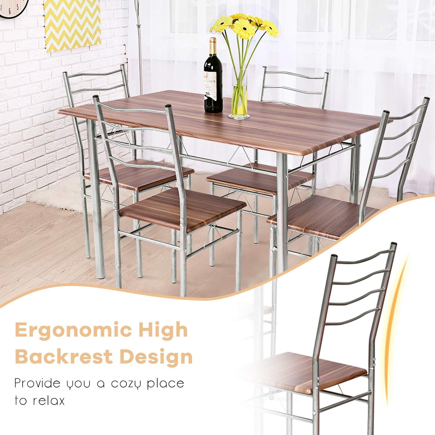 Moderno juego de mesa de comedor de 5 piezas para 4 sillas, muebles de cocina