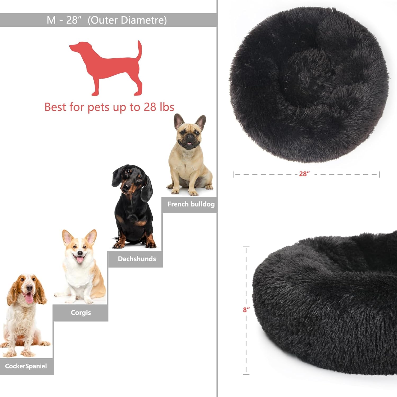 Camas para perros medianos lavables y relajantes para perros de 28 pulgadas,...