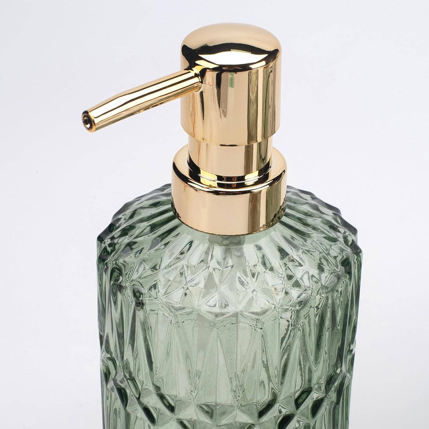 Juego de 5 accesorios de baño de vidrio verde para baño, dispensador de loción,...