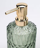Juego de 5 accesorios de baño de vidrio verde para baño, dispensador de loción,...