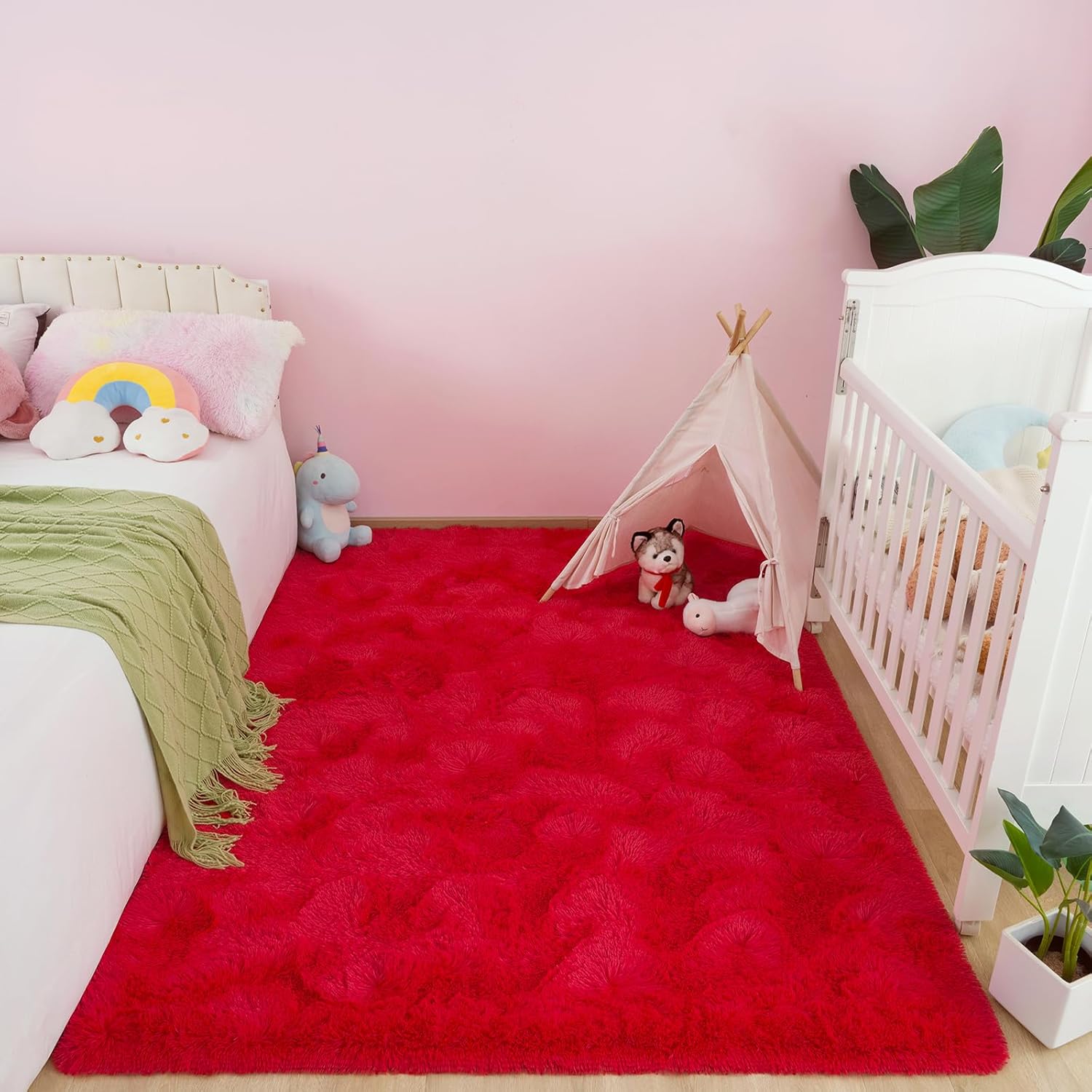Alfombra suave y esponjosa moderna para dormitorio, sala de estar, lindas y