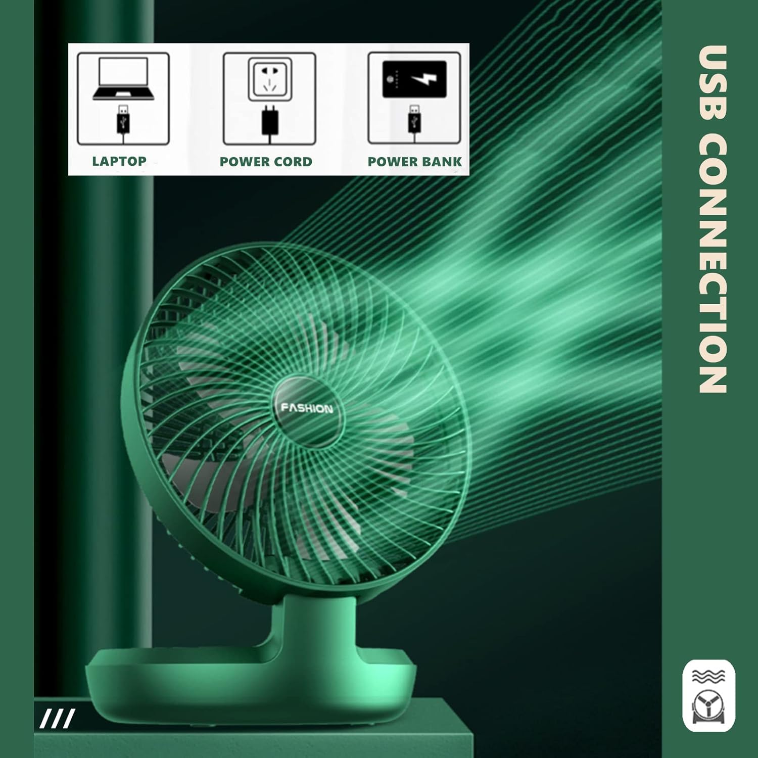 Chchmu Mini ventilador de escritorio USB de 8 pulgadas, plegable, ventilador de...