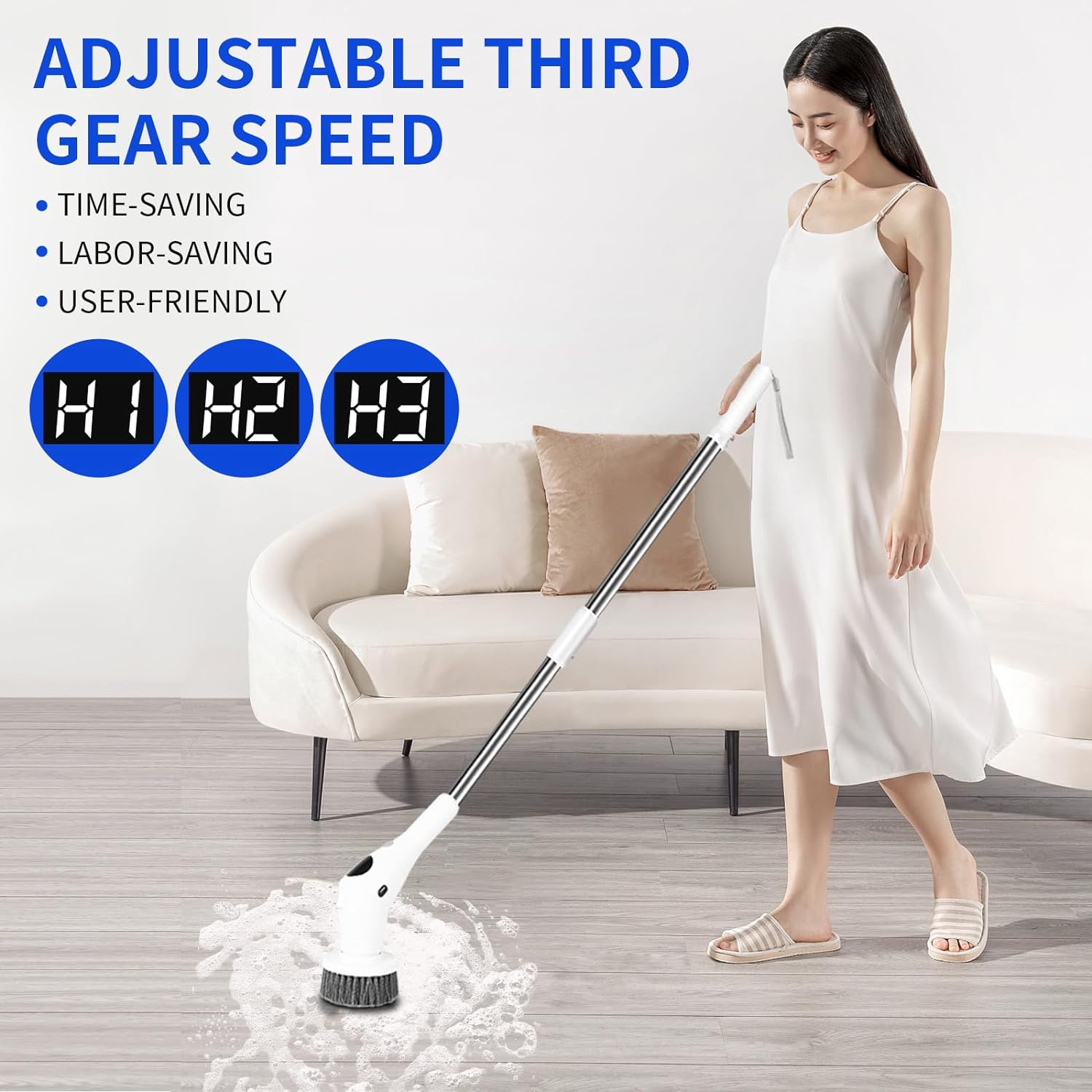Electric Spin Scrubber Cordless Shower Cleaning Brush with 8 Replaceable Heads