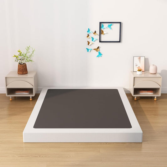 Base de cama King Box Spring de 4 pulgadas, base de colchón de metal de perfil