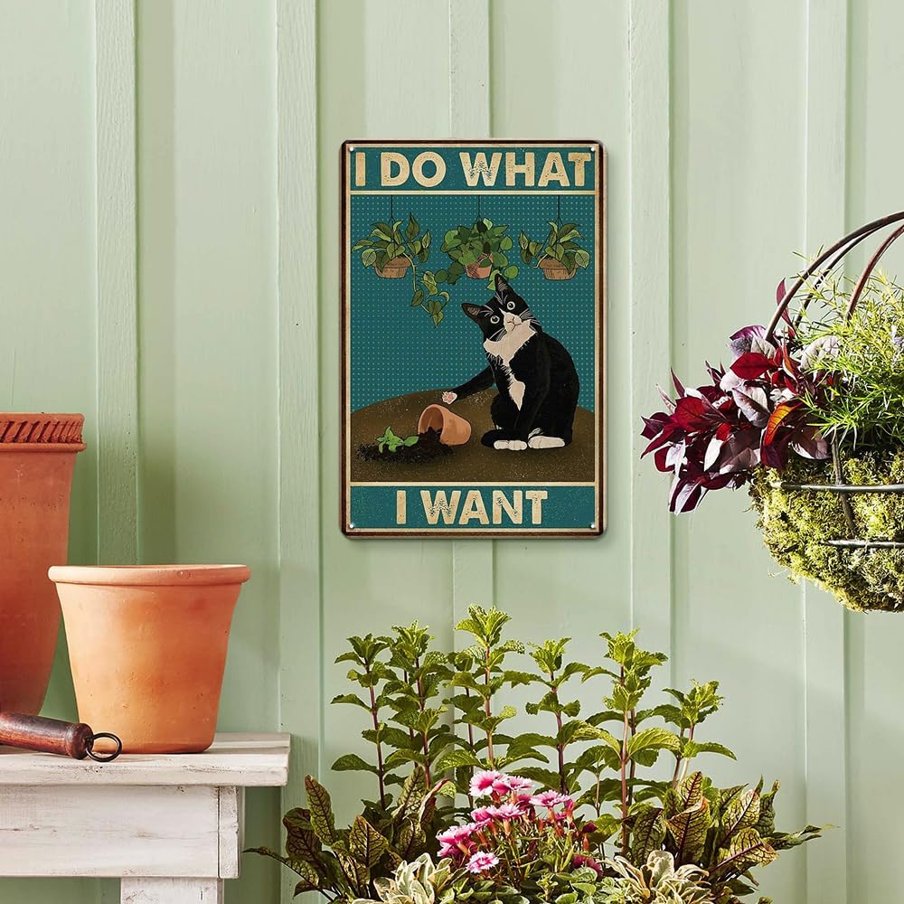 YOYI ART Letrero decorativo de metal con diseño de gato esmoquin  I Do What I...