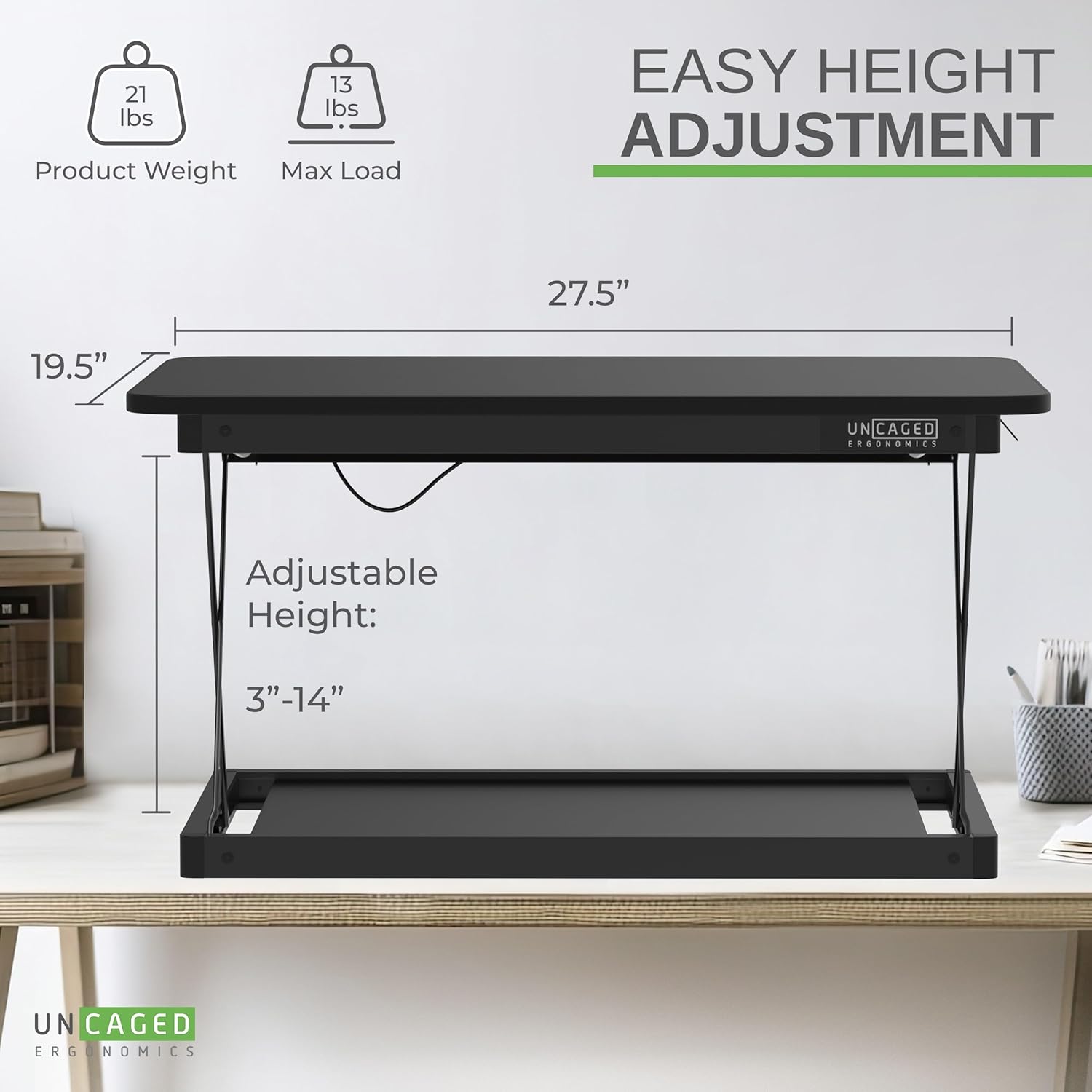 CHANGEdesk MINI - Convertidor de escritorio pequeño de pie de altura ajustable,...