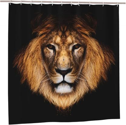 Cool Brown Lion Head Plastic Shower Curtain Liner 72x72in Extra Long Shower