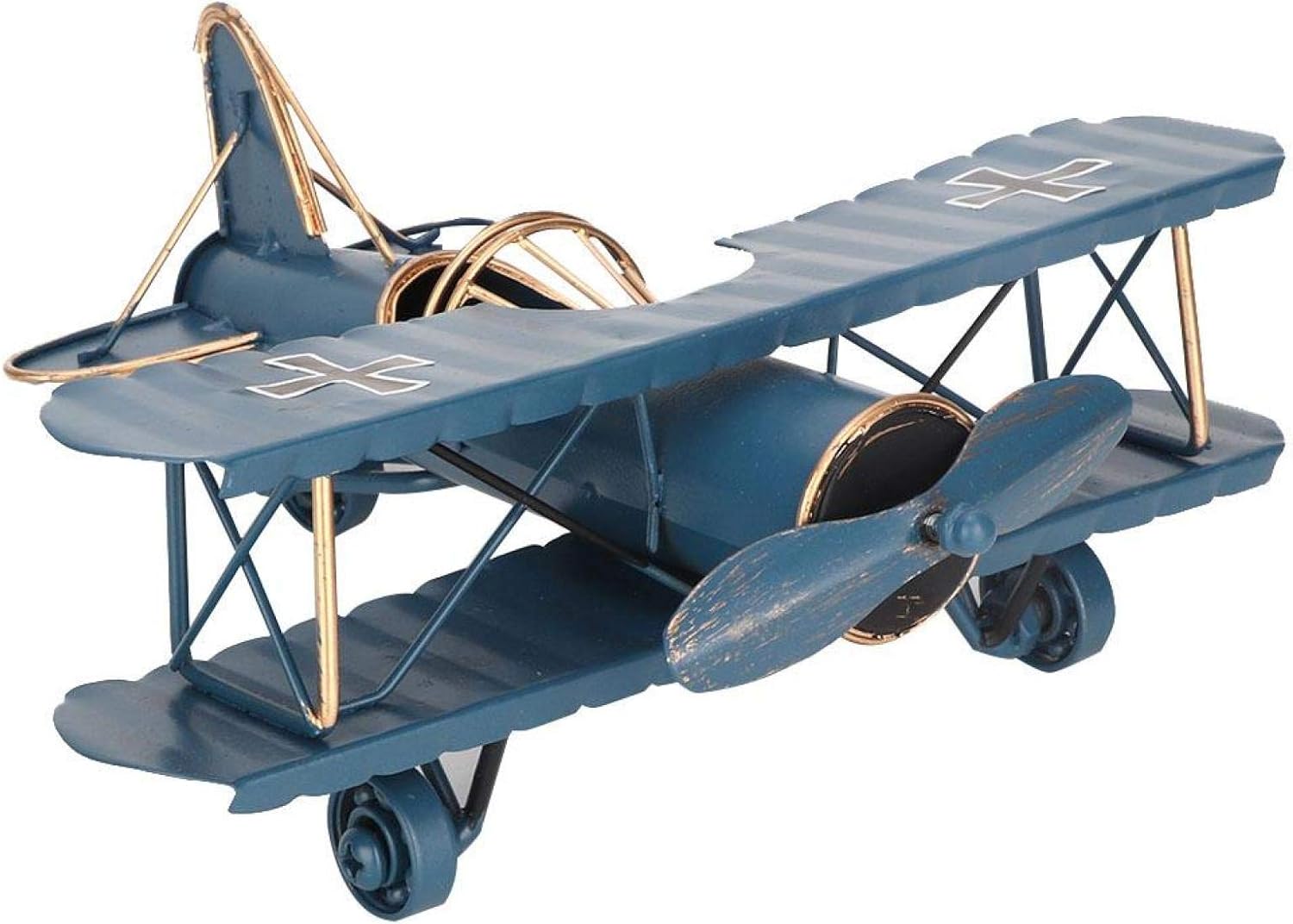 Tyenaza Decoración de avión vintage, modelo de biplano de avión de hierro de...