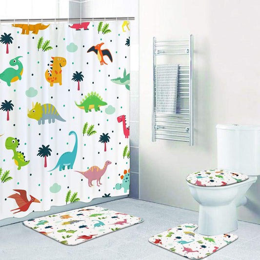 Ikfashoni Juego de 4 cortinas de ducha de dinosaurio de dibujos animados con...