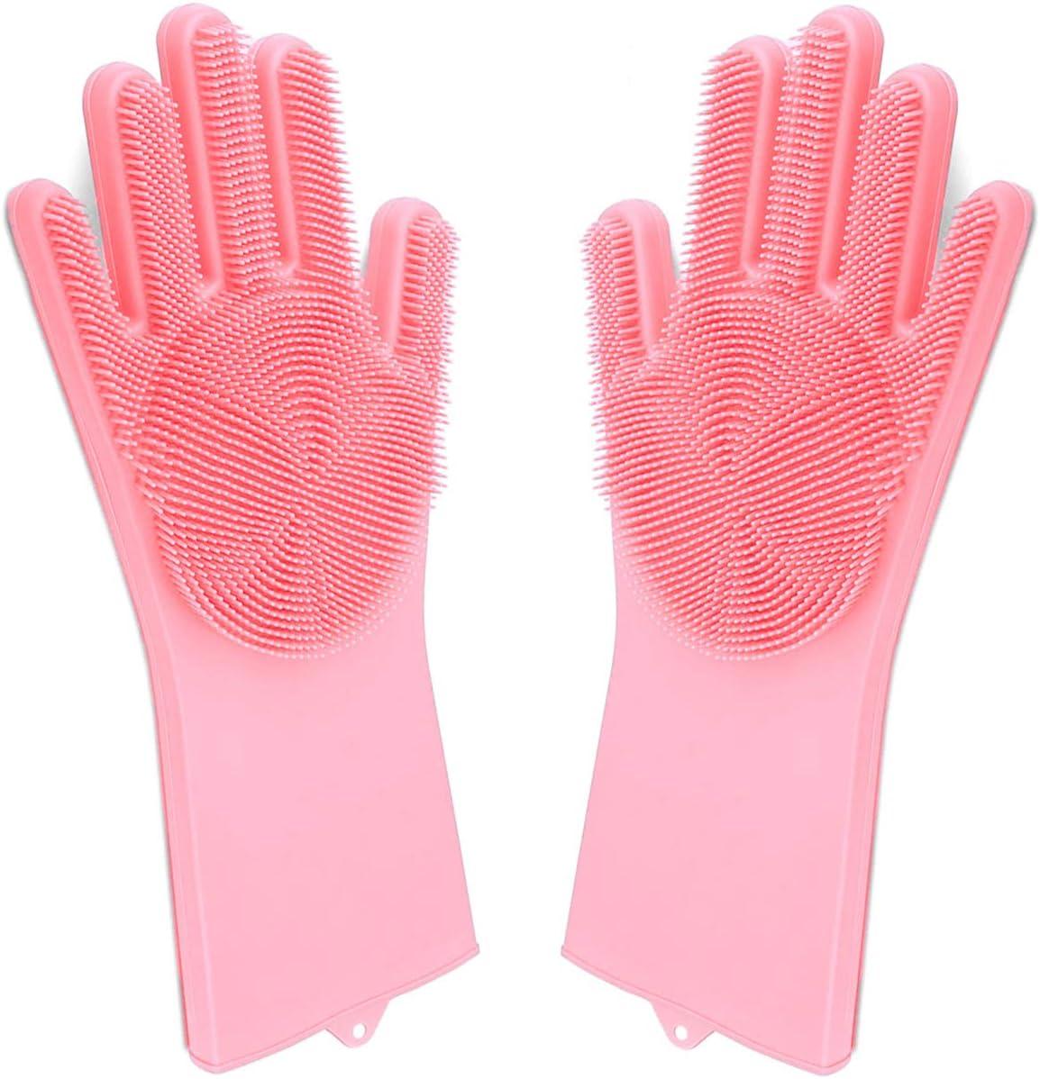 FENGYE Guantes mágicos de silicona para lavar platos, esponja de cepillo de