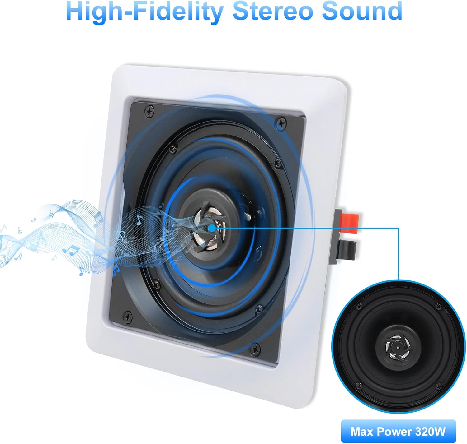 Herdio Altavoces de techo Bluetooth, 320 W, 5.25 pulgadas, montaje empotrado,...