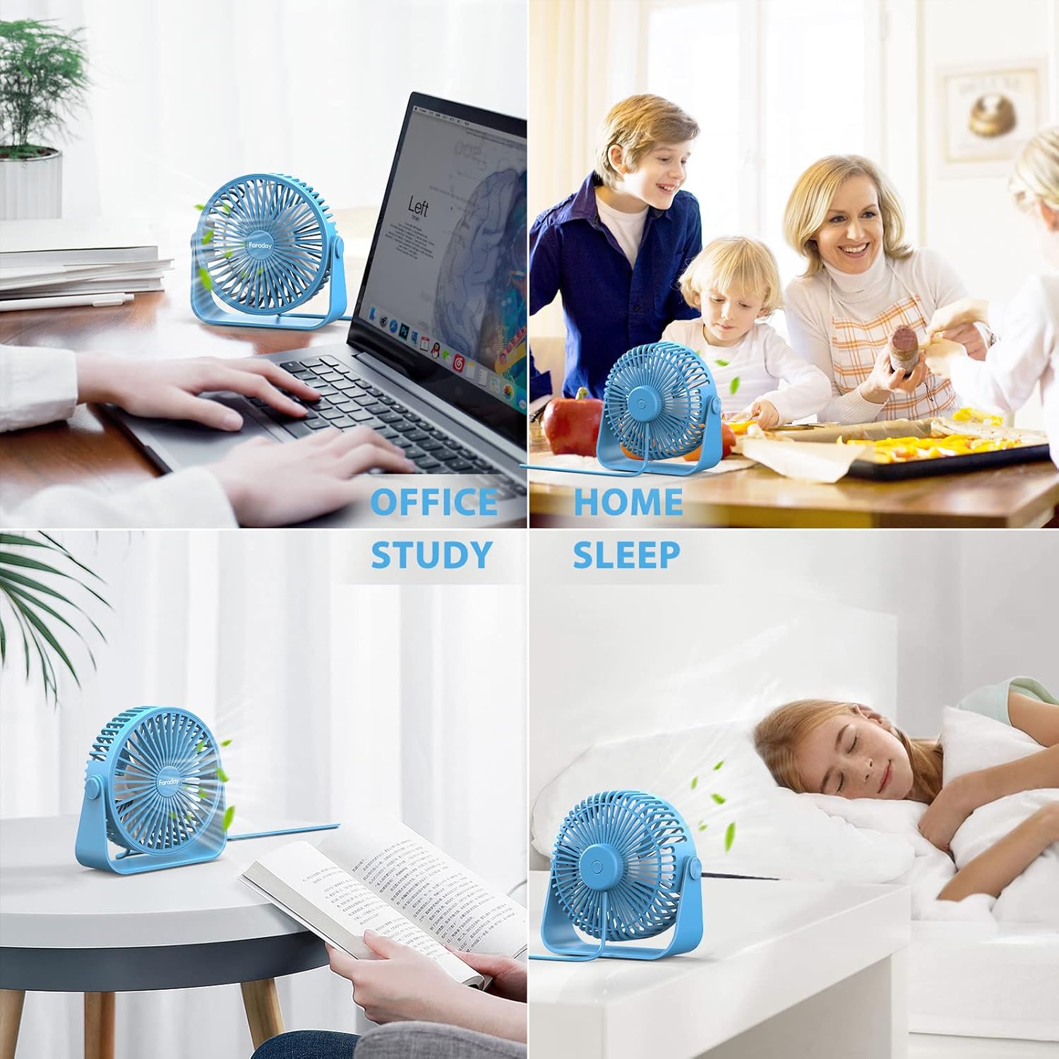 FARADAY Ventiladores de escritorio USB de 5 pulgadas, ventiladores de mesa...