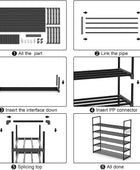 Zapatero de metal de 5 niveles, organizador de almacenamiento ajustable con...