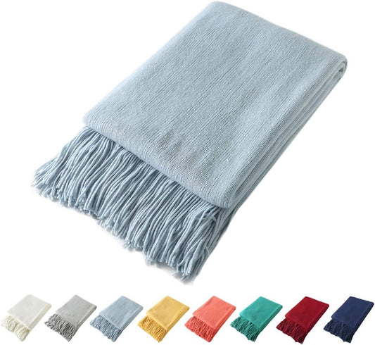 Homiest - Manta decorativa de punto con flecos, suave y acogedora manta con...