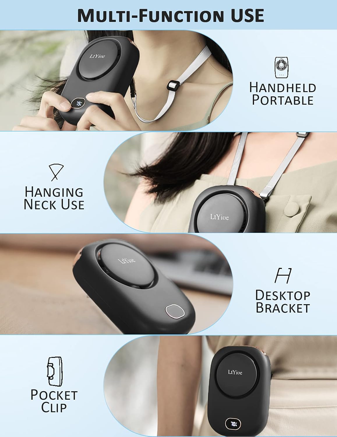 Miniventilador portátil recargable por USB, ventilador de escritorio personal...