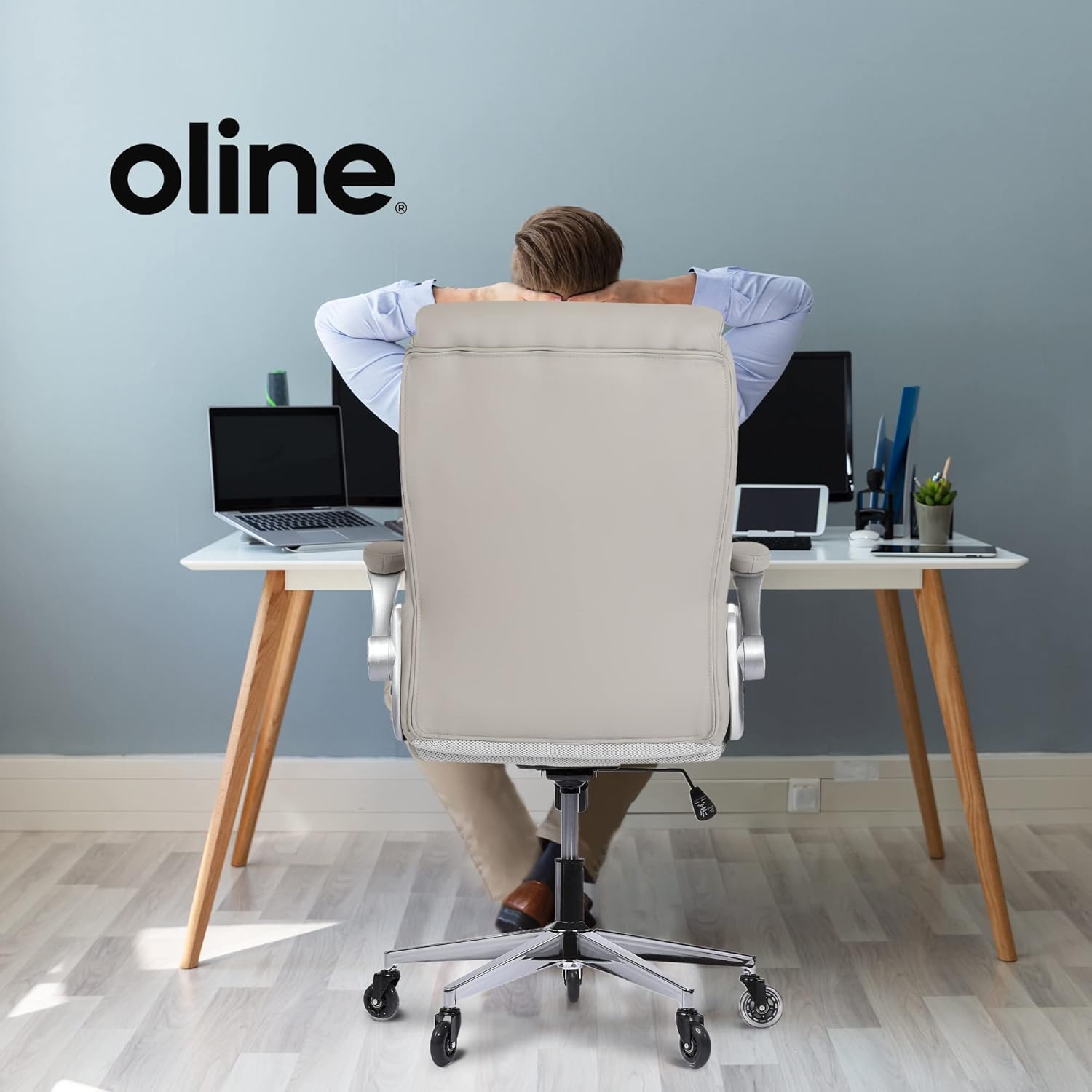 Oline Silla ergonómica de oficina ejecutiva  Silla de escritorio de piel...