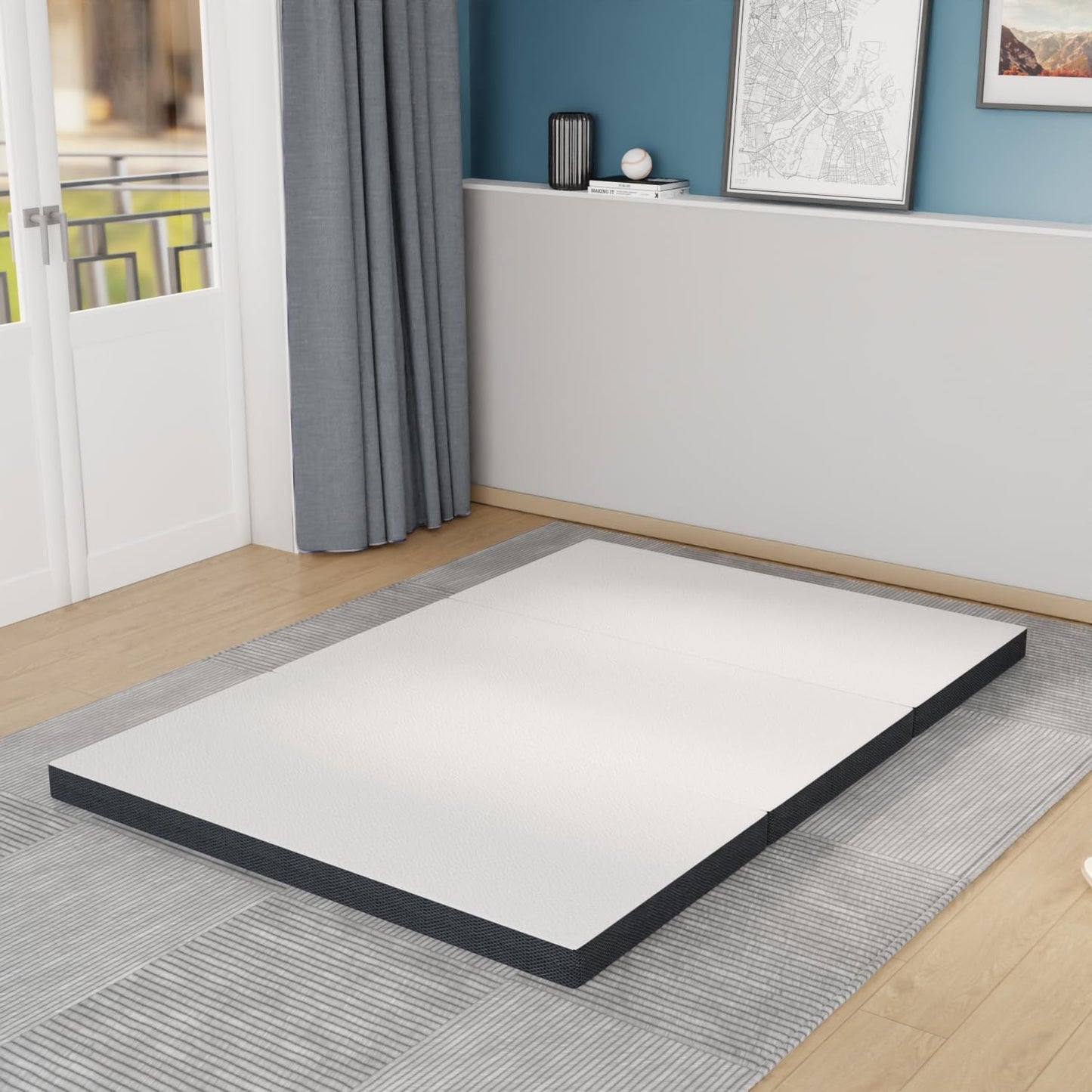 BLKMTY Colchón plegable de 3 pulgadas, colchón de espuma viscoelástica de