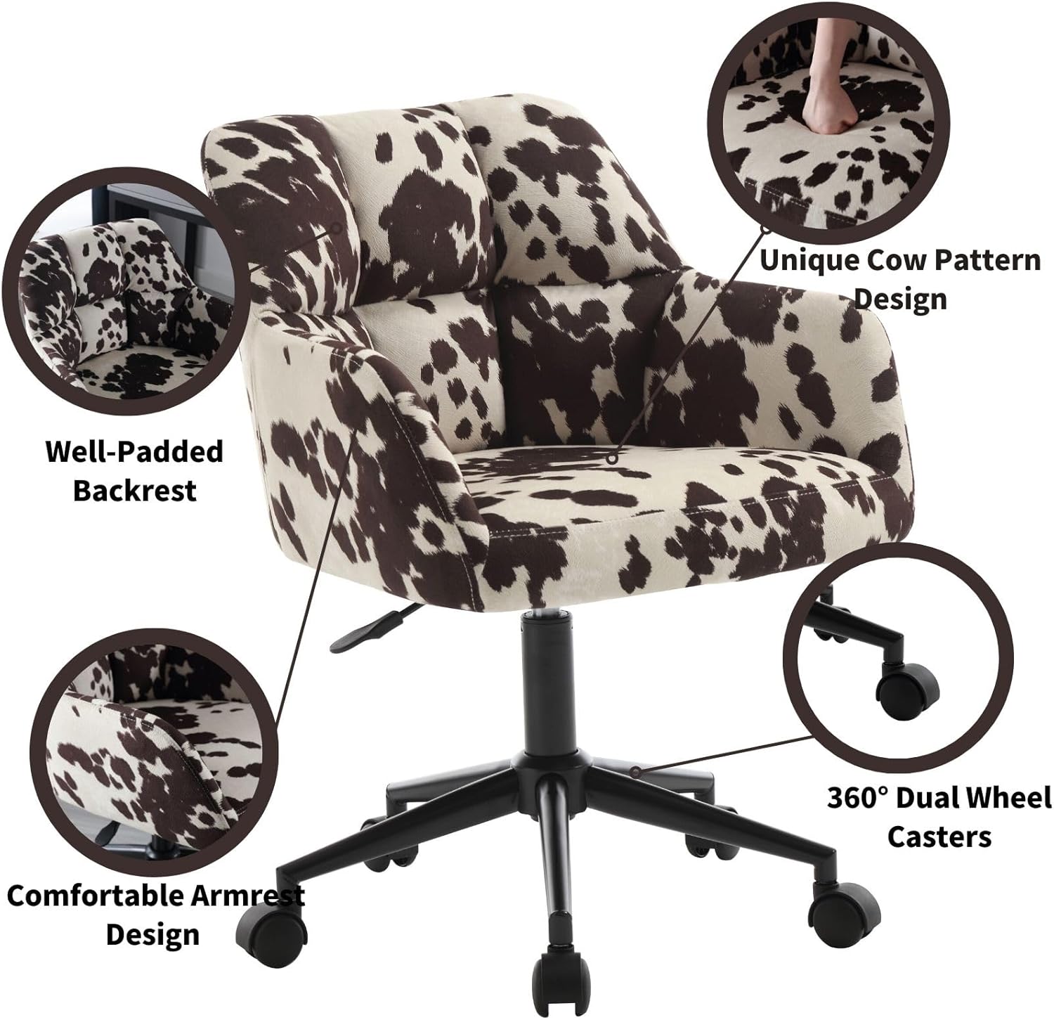 Silla de escritorio moderna giratoria para oficina en casa con ruedas y brazos,...