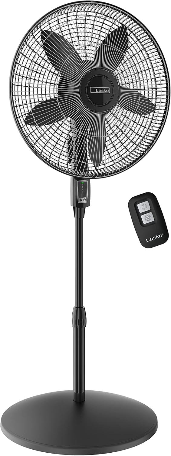 Lasko Ventilador de pedestal oscilante, altura ajustable, control remoto, 4...