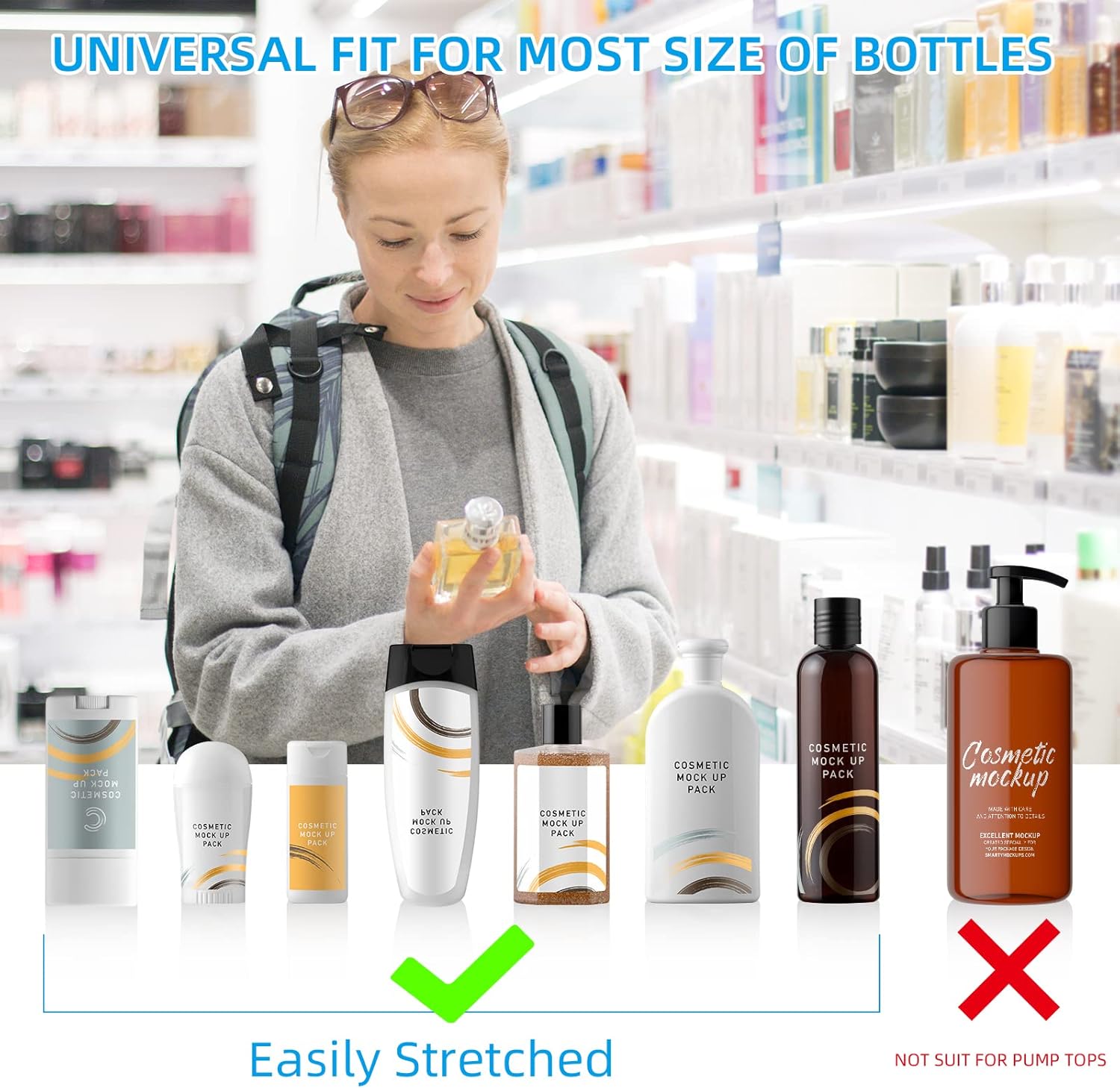 Fundas elásticas para viajes a prueba de fugas, fundas de botellas de silicona...