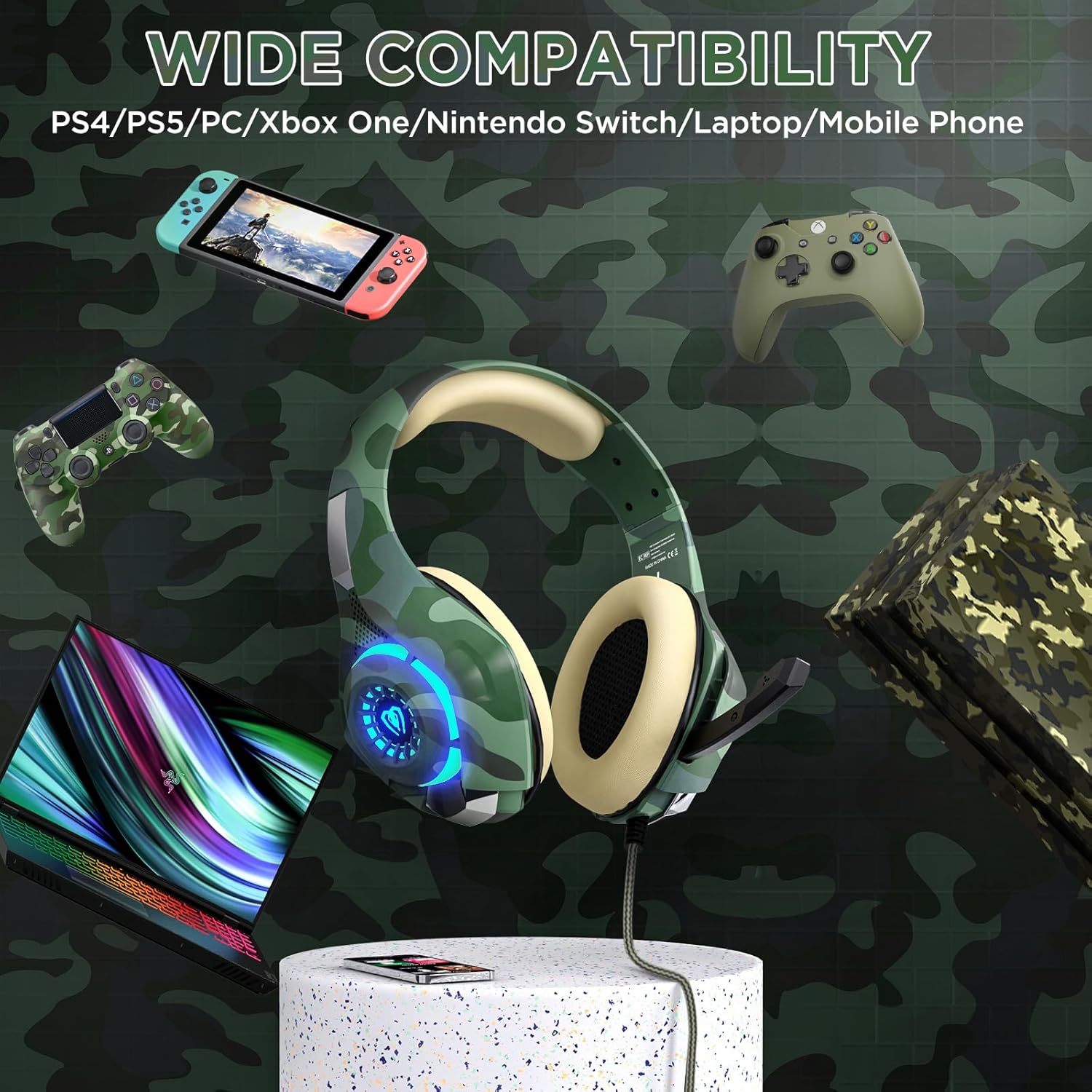 Auriculares para juegos para PS4 PS5 Xbox One, auriculares PS4 con sonido...