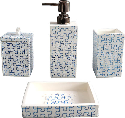 Juego de accesorios de baño, juego de baño de diseño de rompecabezas,
