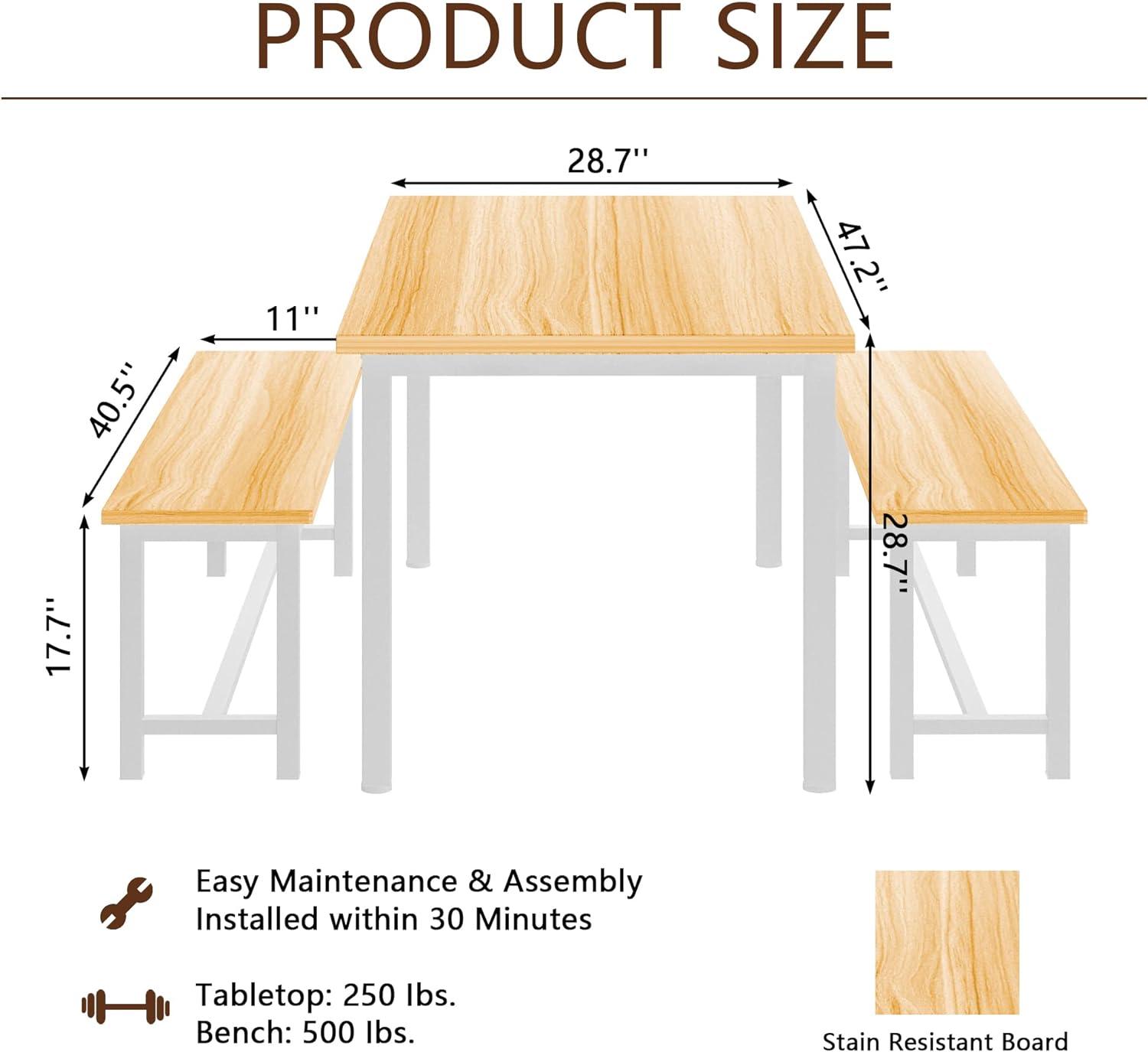 Juego de mesa de comedor para 4 personas con 2 bancos, juego de mesa de cocina