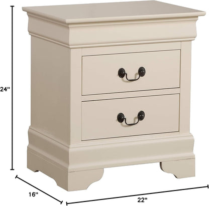 Glory Furniture Louis Phillipe - Mesita de noche con 2 cajones, color beige