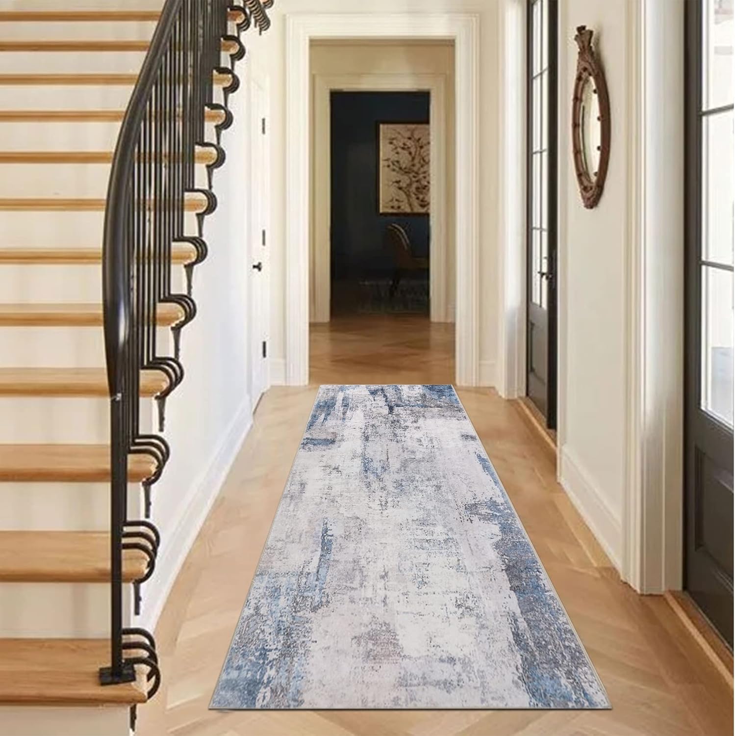 famibay Alfombra de pasillo de 2 x 6 pies con respaldo de goma, moderna...