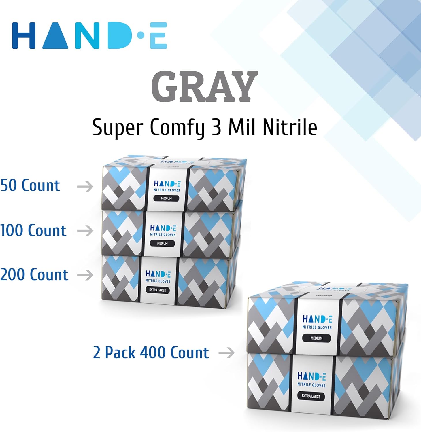 Guantes desechables de nitrilo gris, medianos, 200 unidades, sin polvo, sin