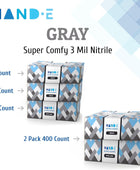 Guantes desechables de nitrilo gris, medianos, 200 unidades, sin polvo, sin