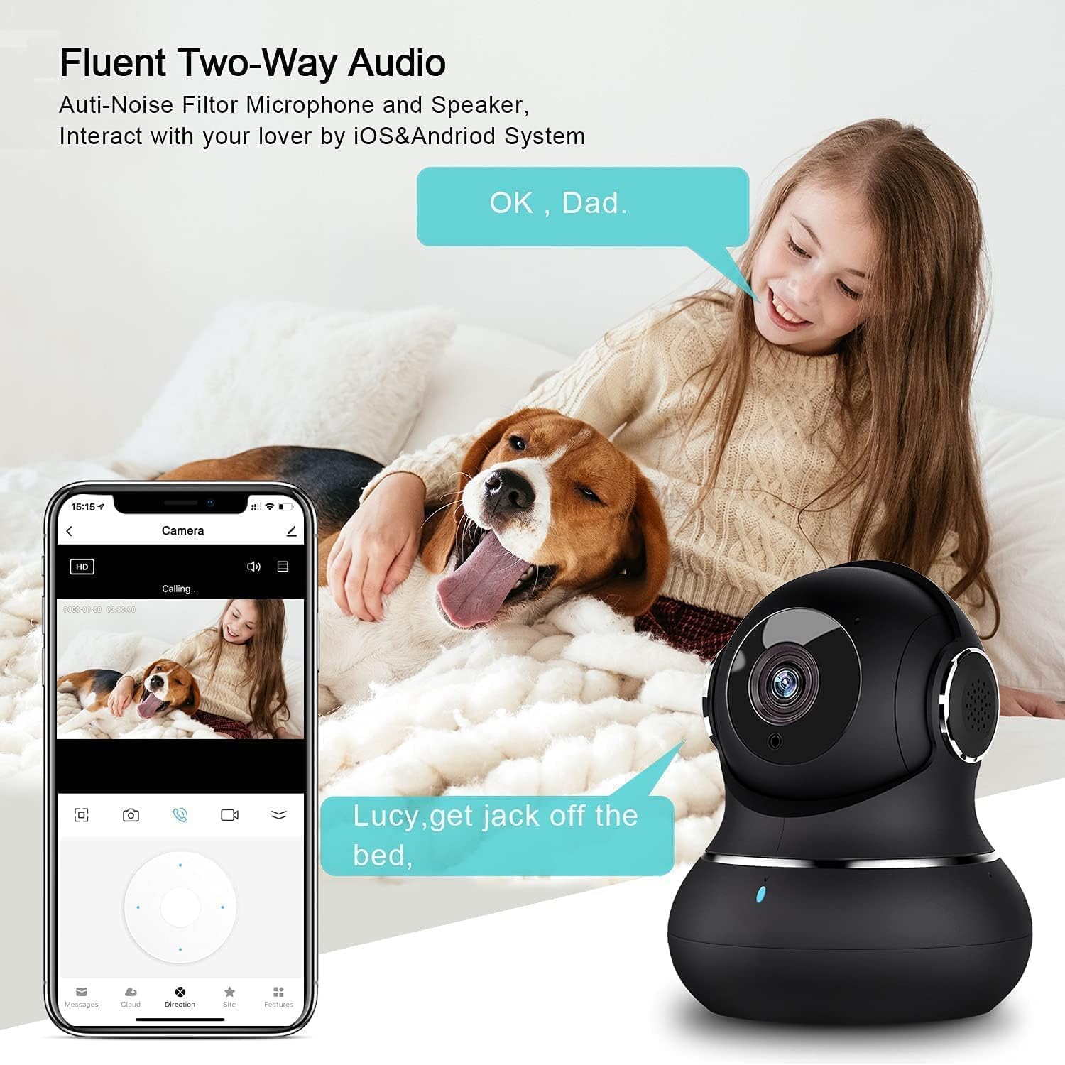 litokam Cámara de seguridad interior 2K, cámaras de 360 para seguridad del...