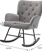 HomVent Mecedora tapizada, moderna y cómoda de terciopelo, silla mecedora con...