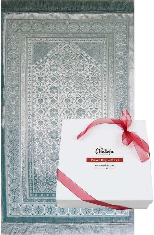 Modefa Alfombra de oración de terciopelo con cuentas de oración Ramadán Eid...