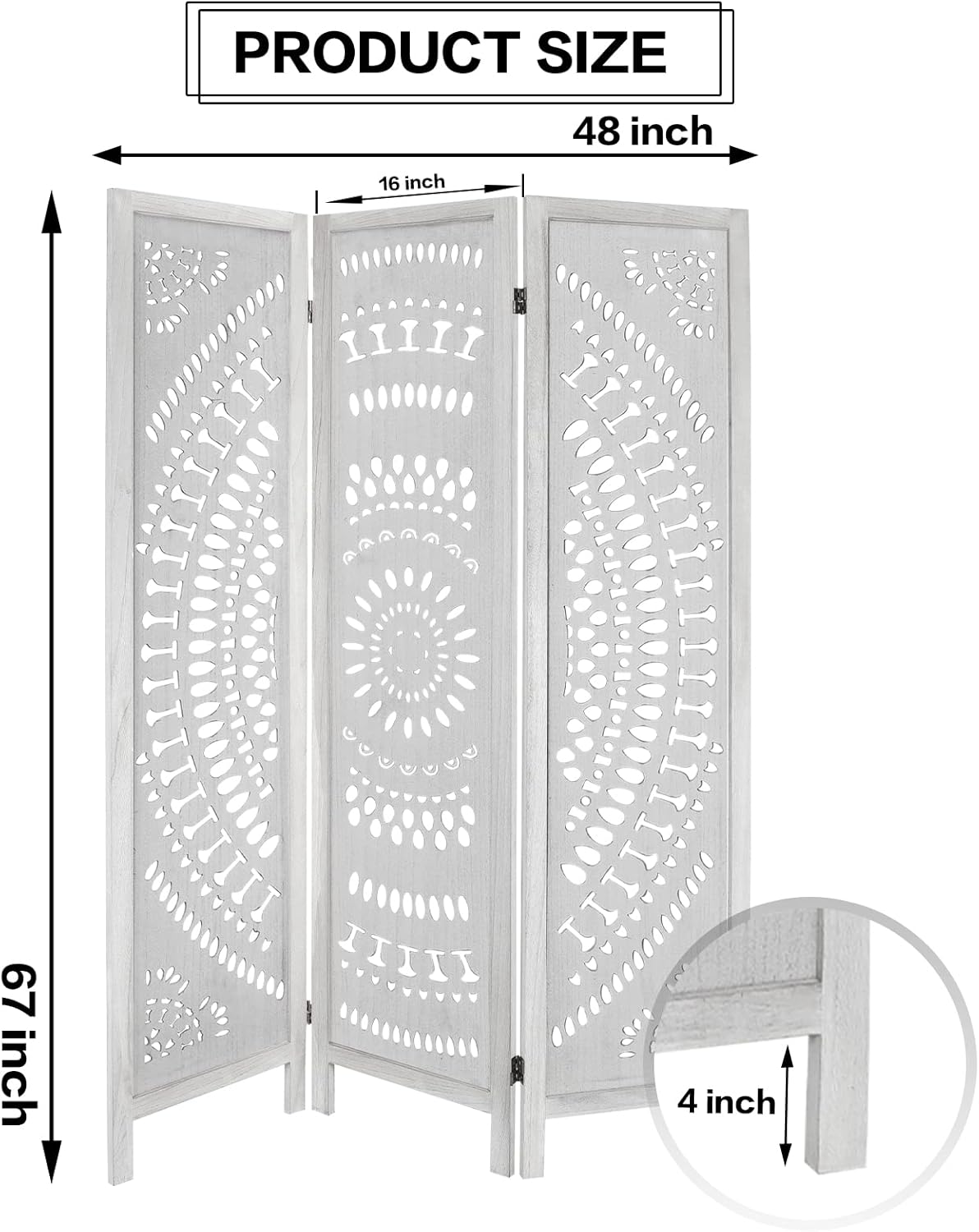 Divisores de habitación de madera de 3 paneles totalmente montados de 5.6 pies