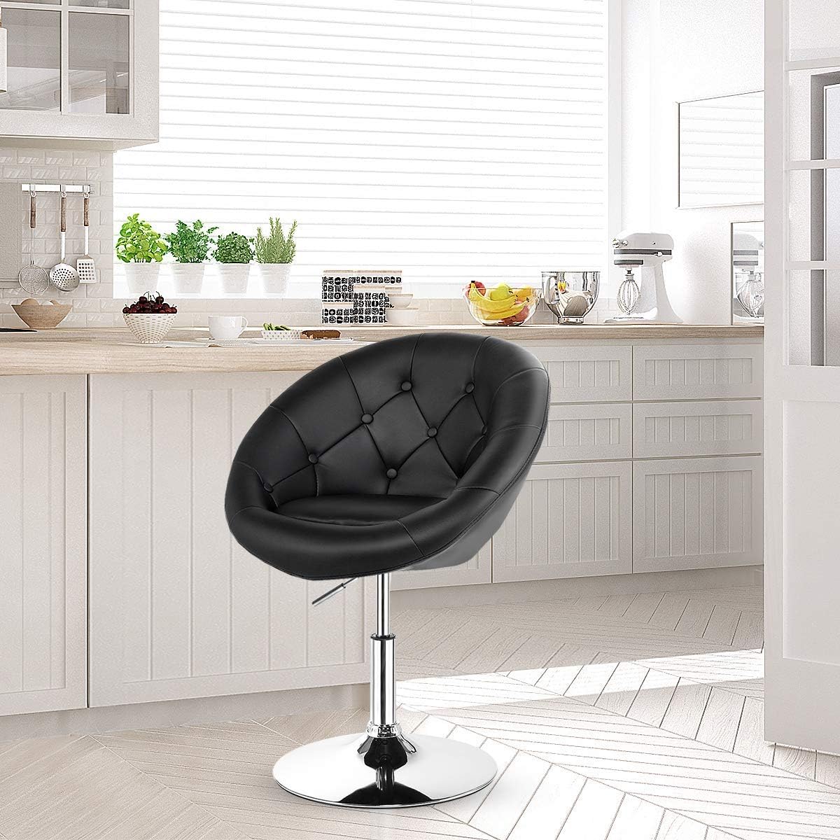 Costway - silla giratorio, estilo contemporáneo y tapizado acentuado, respaldar...