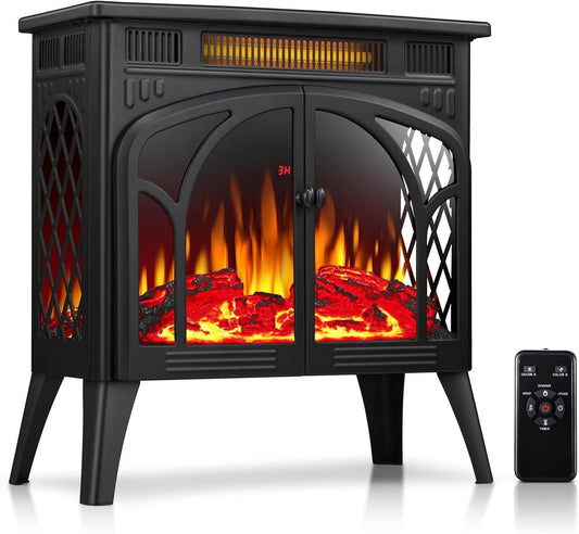 Rintuf Calentador eléctrico de chimenea, estufa infrarroja de 1500 W con llama