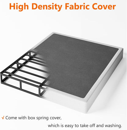 Base de colchón Box Spring Queen, solo con somier de metal de 7 pulgadas, funda