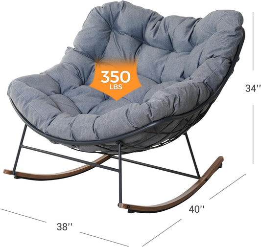 Grand patio Mecedora para exteriores, mecedora Papasan con revestimiento...