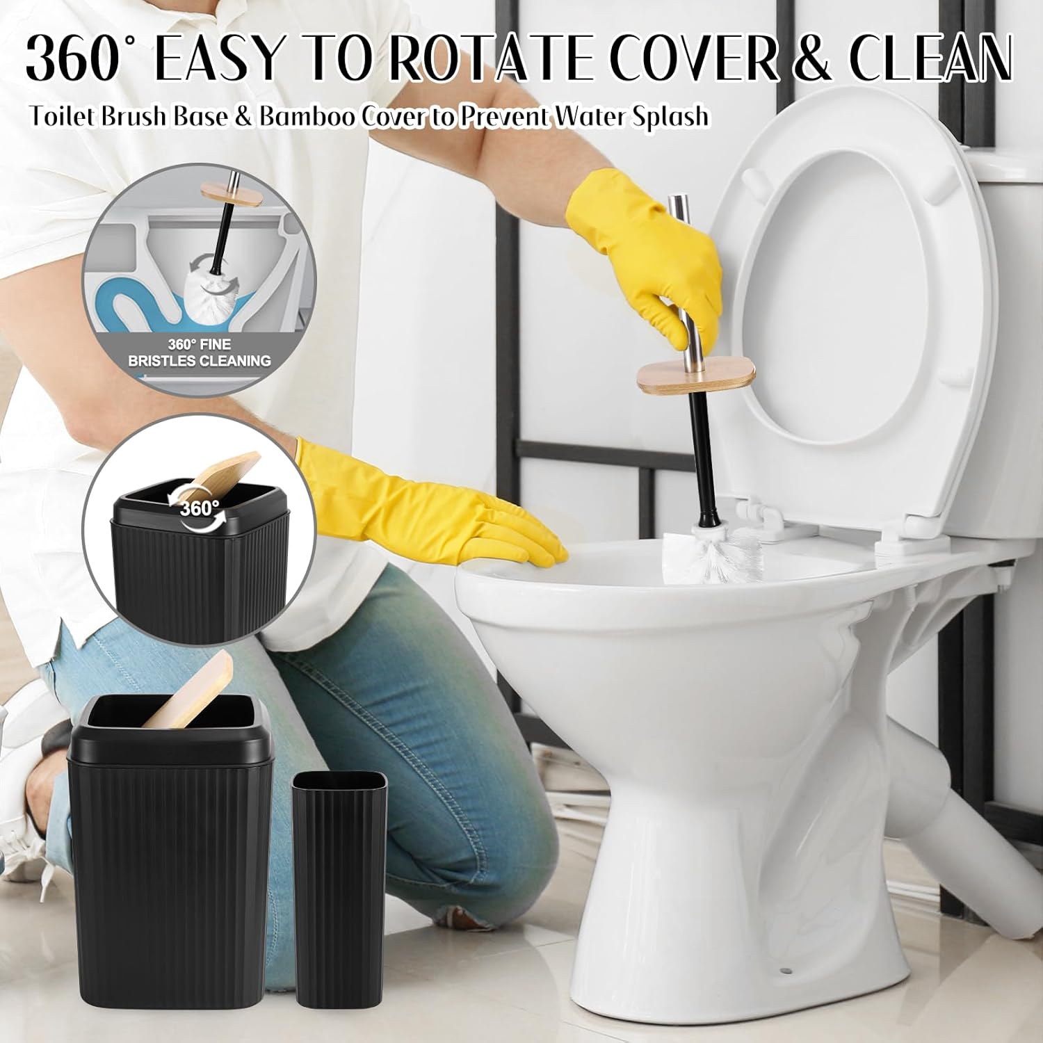 Juego de accesorios de baño negro de 17 piezas con dispensador de jabón de 3...