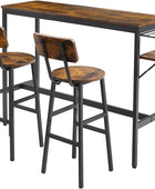 Juego de mesa de bar y sillas de 3 piezas, mesa de pub con estante plegable