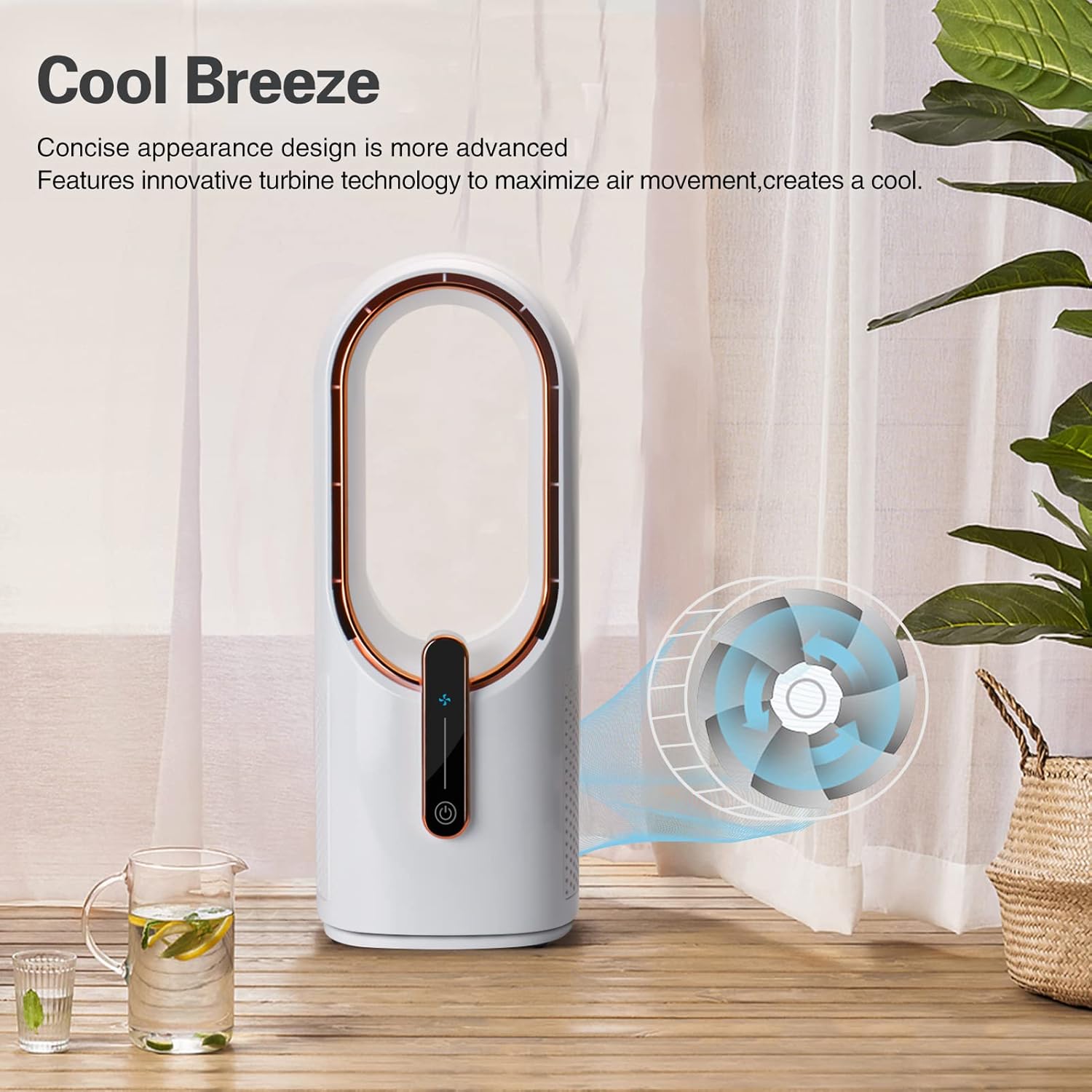 Ventilador de escritorio, pequeño ventilador silencioso sin aspas, ventilador...