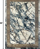 United Rugs HADBA Marble Collection - Alfombra azul de 5 x 7 pies, diseño...