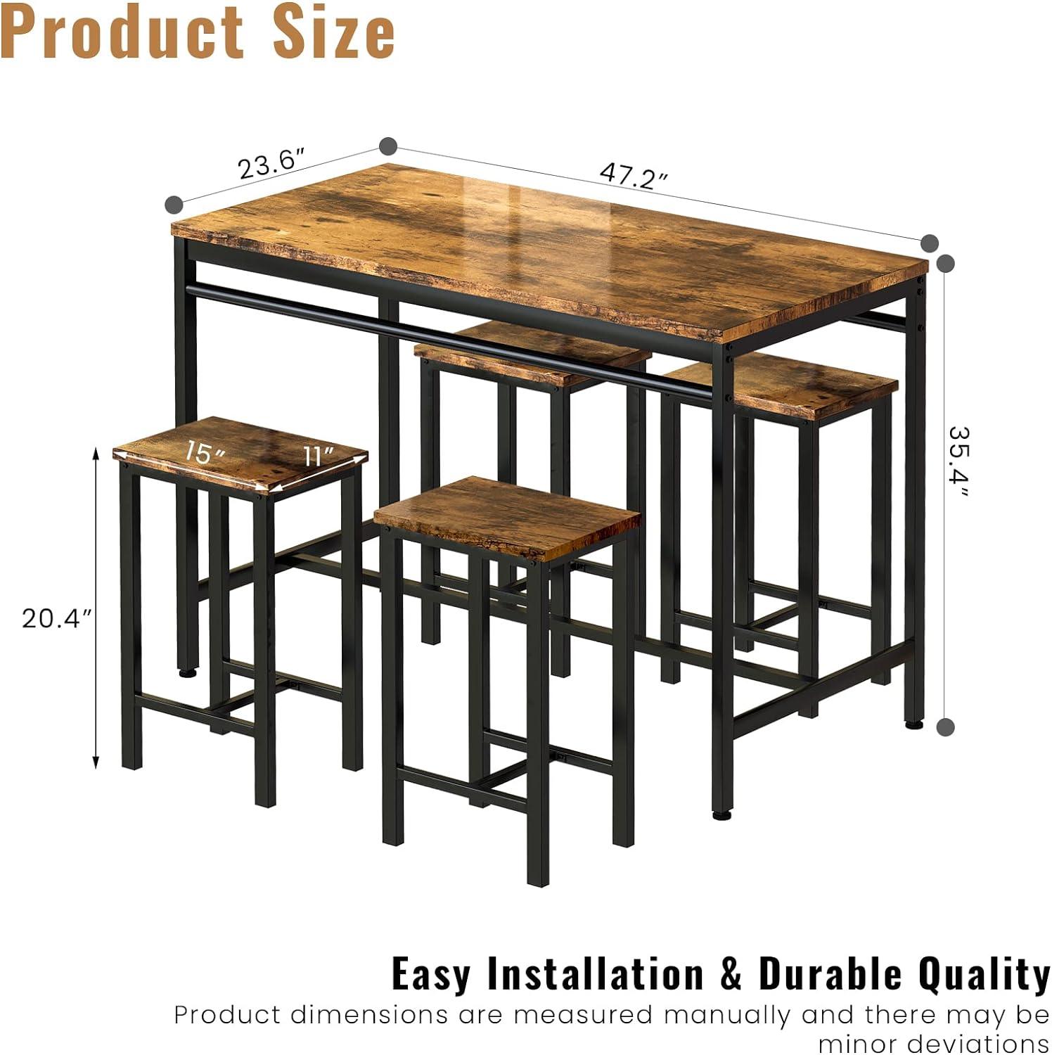 Recaceik Juego de mesa de comedor para 4 mesas de cocina y sillas para 4, juego