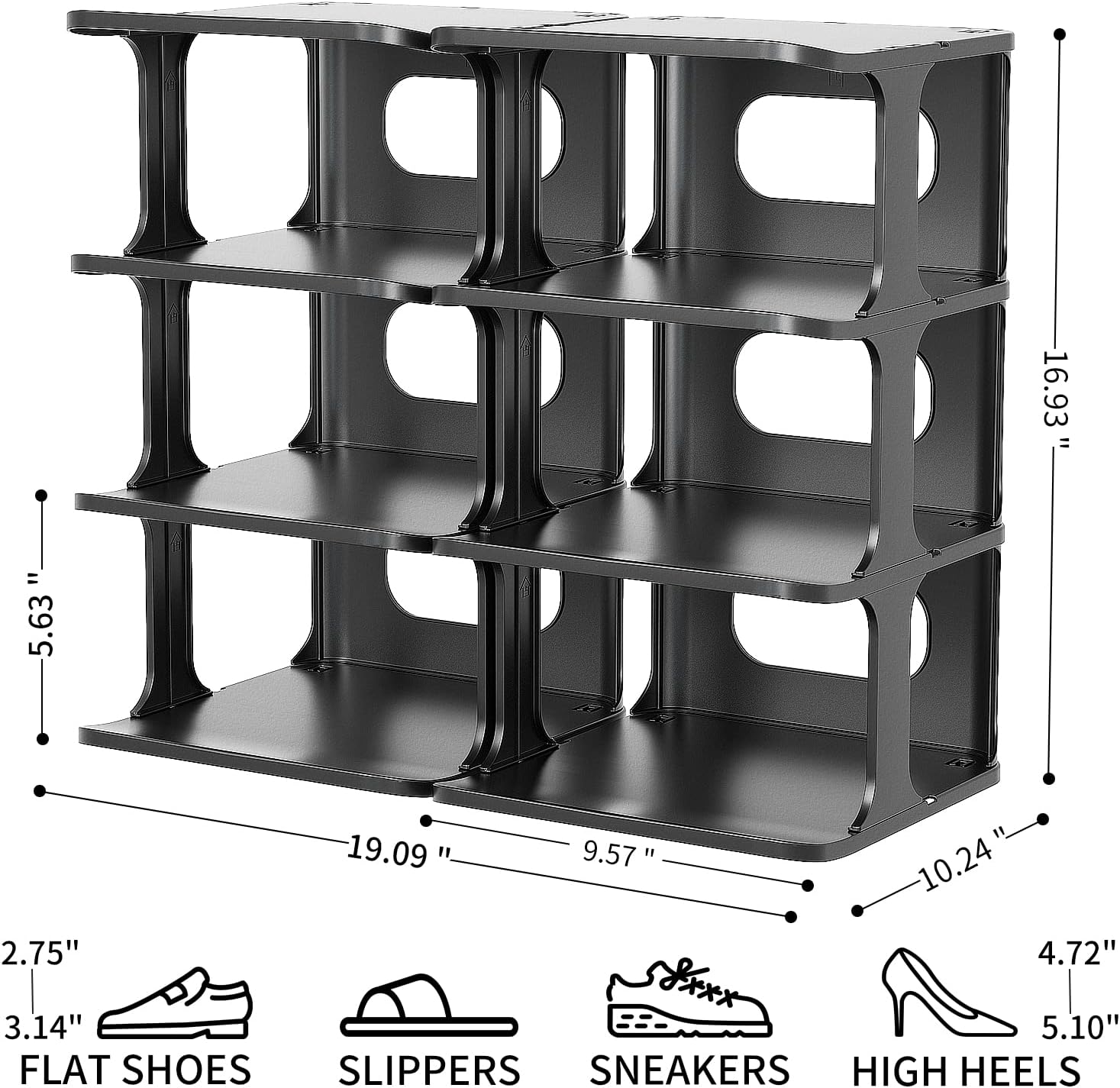 HAIXIN Zapateros para dormitorio, organizador de plástico para armario, 8...