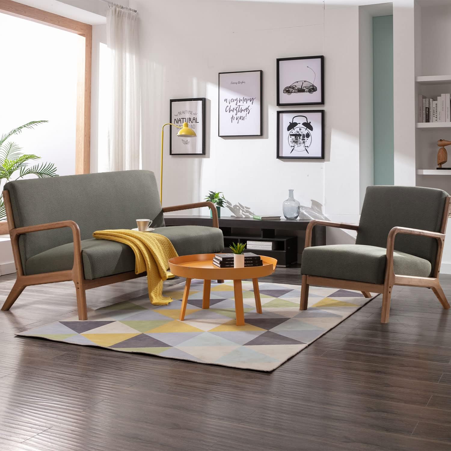 INZOY Sofá biplaza de 50 pulgadas, silla decorativa moderna de mediados de...