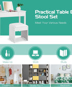 LDAILY Juego de mesa de tocador con espejo abatible, tocador de diseño 2 en 1...