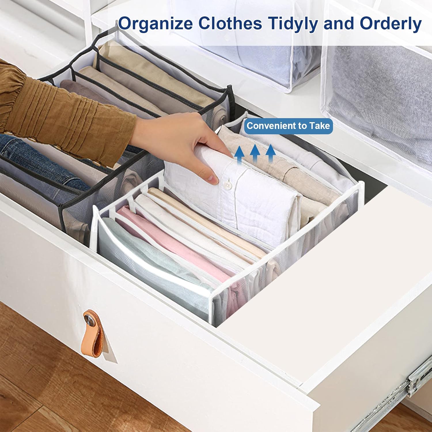 KesaPlan 2Pcs Wardrobe Clothes Organizer, 9Grids Visible Foldable Closet...
