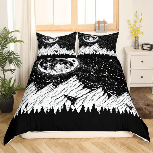 Juego de funda de edredón de 3 piezas con diseño abstracto de sol y luna, para...