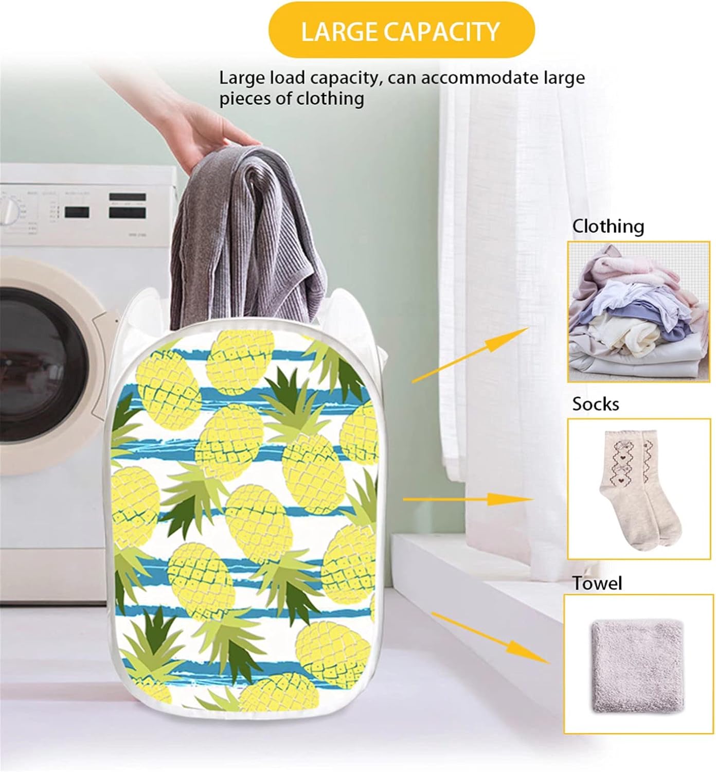 Forchrinse Cesta de lavandería plegable de malla con estampado de corazón...